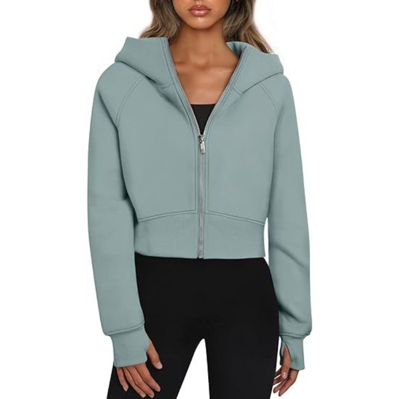 Women's Zippered Sport Hooded Sweatshirt